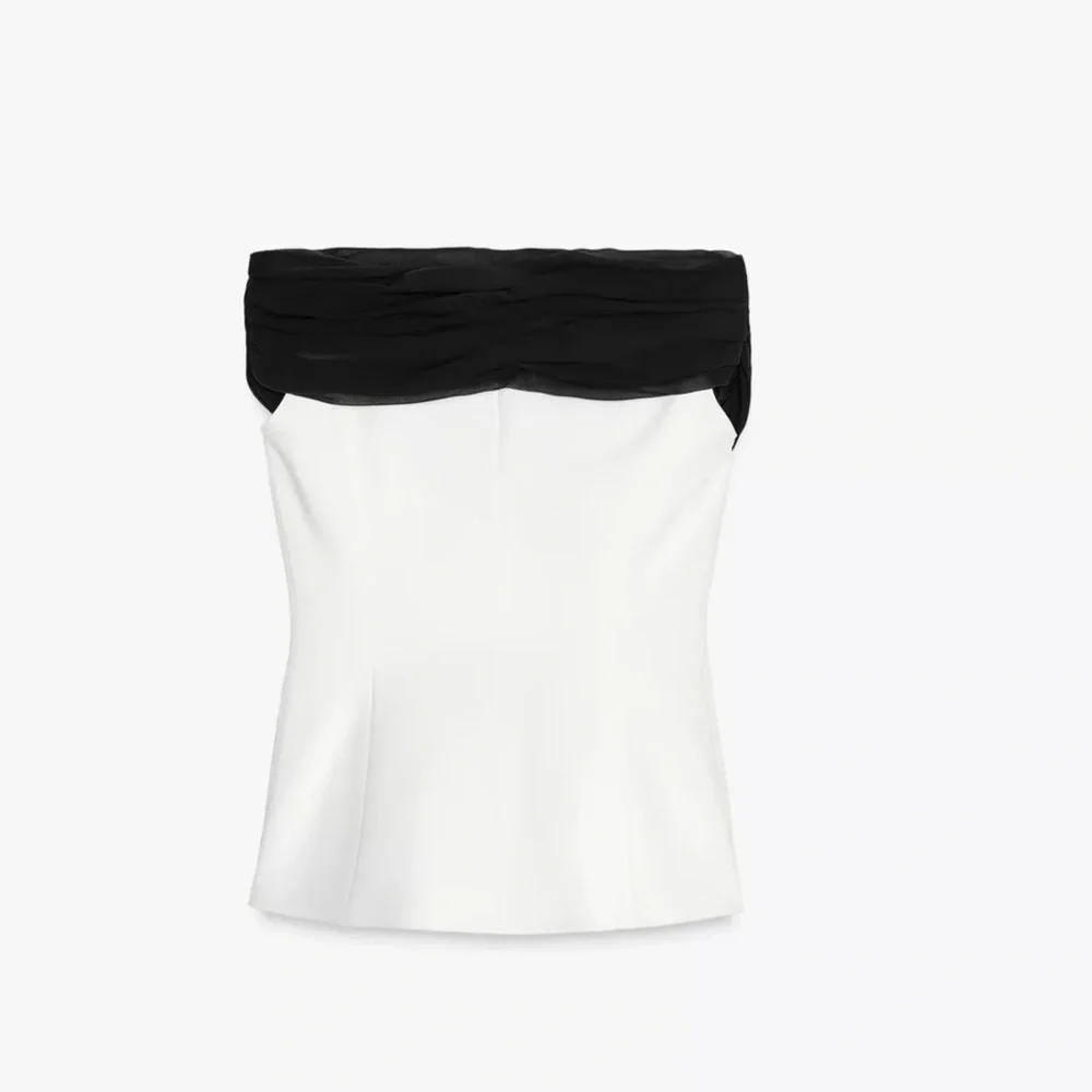 Zara NWT contrast bustier top white black 3327/597 - Picture 3 of 11